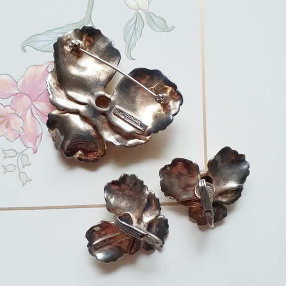 VTG Nettie Rosenstein Sterling Earrings + Brooch - Picture 5 of 8